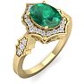 1 1/2 Carat Oval Shape Emerald and Diamond Ring In 14 Karat Yellow Gold Image-2