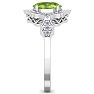 1 1/2 Carat Oval Shape Peridot and Diamond Ring In 14 Karat White Gold Image-4