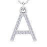 Letter A Diamond Initial Necklace In 14 Karat White Gold With 21 Diamonds Image-1