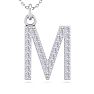 Letter M Diamond Initial Necklace In 14 Karat White Gold With 29 Diamonds Image-1