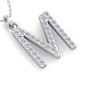 Letter M Diamond Initial Necklace In 14 Karat White Gold With 29 Diamonds Image-4