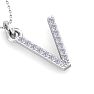 Letter V Diamond Initial Necklace In 14 Karat White Gold With 15 Diamonds Image-4