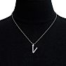Letter V Diamond Initial Necklace In 14 Karat White Gold With 15 Diamonds Image-6