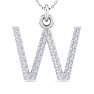 Letter W Diamond Initial Necklace In 14 Karat White Gold With 31 Diamonds Image-1