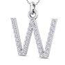 Letter W Diamond Initial Necklace In 14 Karat White Gold With 31 Diamonds Image-2