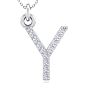 Letter Y Diamond Initial Necklace In 14 Karat White Gold With 12 Diamonds Image-1