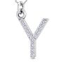 Letter Y Diamond Initial Necklace In 14 Karat White Gold With 12 Diamonds Image-2