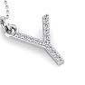 Letter Y Diamond Initial Necklace In 14 Karat White Gold With 12 Diamonds Image-4