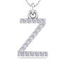 Letter Z Diamond Initial Necklace In 14 Karat White Gold With 18 Diamonds Image-1