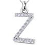 Letter Z Diamond Initial Necklace In 14 Karat White Gold With 18 Diamonds Image-2