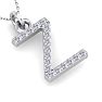 Letter Z Diamond Initial Necklace In 14 Karat White Gold With 18 Diamonds Image-4
