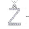Letter Z Diamond Initial Necklace In 14 Karat White Gold With 18 Diamonds Image-5