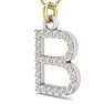 Letter B Diamond Initial Necklace In 14 Karat Yellow Gold With 27 Diamonds Image-2