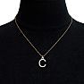 Letter C Diamond Initial Necklace In 14 Karat Yellow Gold With 18 Diamonds Image-6