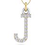 Letter J Diamond Initial Necklace In 14 Karat Yellow Gold With 13 Diamonds Image-1