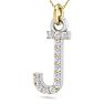 Letter J Diamond Initial Necklace In 14 Karat Yellow Gold With 13 Diamonds Image-2