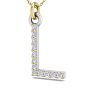 Letter L Diamond Initial Necklace In 14 Karat Yellow Gold With 12 Diamonds Image-2