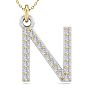 Letter N Diamond Initial Necklace In 14 Karat Yellow Gold With 24 Diamonds Image-1