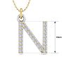 Letter N Diamond Initial Necklace In 14 Karat Yellow Gold With 24 Diamonds Image-6