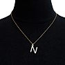 Letter N Diamond Initial Necklace In 14 Karat Yellow Gold With 24 Diamonds Image-7