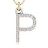 Letter P Diamond Initial Necklace In 14 Karat Yellow Gold With 19 Diamonds Image-1