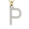 Letter P Diamond Initial Necklace In 14 Karat Yellow Gold With 19 Diamonds Image-2