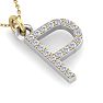 Letter P Diamond Initial Necklace In 14 Karat Yellow Gold With 19 Diamonds Image-4
