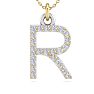 Letter R Diamond Initial Necklace In 14 Karat Yellow Gold With 23 Diamonds Image-1