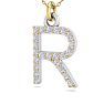Letter R Diamond Initial Necklace In 14 Karat Yellow Gold With 23 Diamonds Image-2