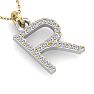 Letter R Diamond Initial Necklace In 14 Karat Yellow Gold With 23 Diamonds Image-4