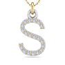Letter S Diamond Initial Necklace In 14 Karat Yellow Gold With 19 Diamonds Image-1