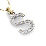 Letter S Diamond Initial Necklace In 14 Karat Yellow Gold With 19 Diamonds Image-5