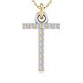 Letter T Diamond Initial Necklace In 14 Karat Yellow Gold With 13 Diamonds Image-1