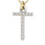Letter T Diamond Initial Necklace In 14 Karat Yellow Gold With 13 Diamonds Image-2