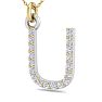Letter U Diamond Initial Necklace In 14 Karat Yellow Gold With 18 Diamonds Image-2