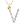 Letter V Diamond Initial Necklace In 14 Karat Yellow Gold With 15 Diamonds Image-1