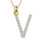 Letter V Diamond Initial Necklace In 14 Karat Yellow Gold With 15 Diamonds Image-2