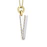 Letter V Diamond Initial Necklace In 14 Karat Yellow Gold With 15 Diamonds Image-3