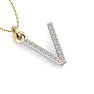 Letter V Diamond Initial Necklace In 14 Karat Yellow Gold With 15 Diamonds Image-4