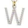 Letter W Diamond Initial Necklace In 14 Karat Yellow Gold With 31 Diamonds Image-2
