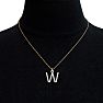 Letter W Diamond Initial Necklace In 14 Karat Yellow Gold With 31 Diamonds Image-6
