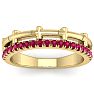 1/3 Carat Ruby Cross Wedding Band In 14 Karat Yellow Gold Image-1