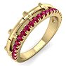 1/3 Carat Ruby Cross Wedding Band In 14 Karat Yellow Gold Image-2