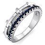 1/3 Carat Sapphire Cross Wedding Band In 14 Karat White Gold Image-2