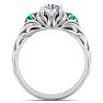 1 1/4 Carat Round Shape Diamond and Emerald Vine Engagement Ring In 14 Karat White Gold Image-3