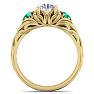 1 1/4 Carat Round Shape Diamond and Emerald Vine Engagement Ring In 14 Karat Yellow Gold Image-3