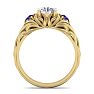 1 1/4 Carat Round Shape Diamond and Amethyst Vine Engagement Ring In 14 Karat Yellow Gold Image-3