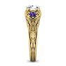 1 1/4 Carat Round Shape Diamond and Amethyst Vine Engagement Ring In 14 Karat Yellow Gold Image-4