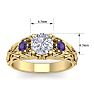 1 1/4 Carat Round Shape Diamond and Amethyst Vine Engagement Ring In 14 Karat Yellow Gold Image-5