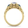 1 1/4 Carat Round Shape Diamond and Blue Diamond Vine Engagement Ring In 14 Karat Yellow Gold Image-3